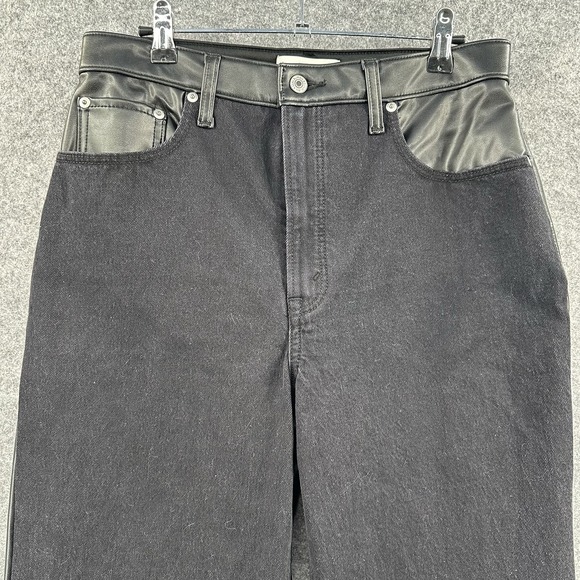 Abercrombie & Fitch Denim - Abercromie & Fitch Vegan Leather Pants Womens 10 Black The 90's Ultra High Rise